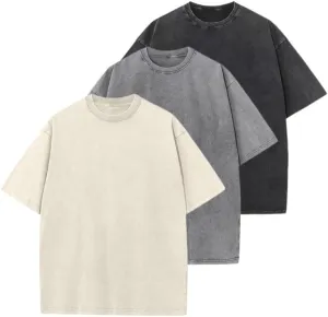 2/3 Pcs Oversized T-Shirts Cotton Washed Vintage Tee Loose Fit Short Sleeve Casual Solid Colors Tshirts for Men Women