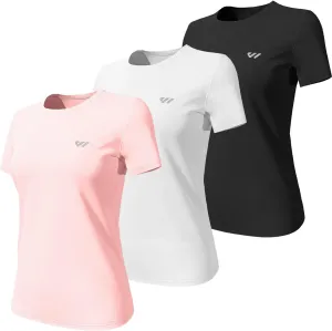 3-5 Pack Workout Shirts Women Running Quick Dry Crew Neck Gym Moisture Wicking T-Shirts Athletic Yoga Tee Top UPF 50 