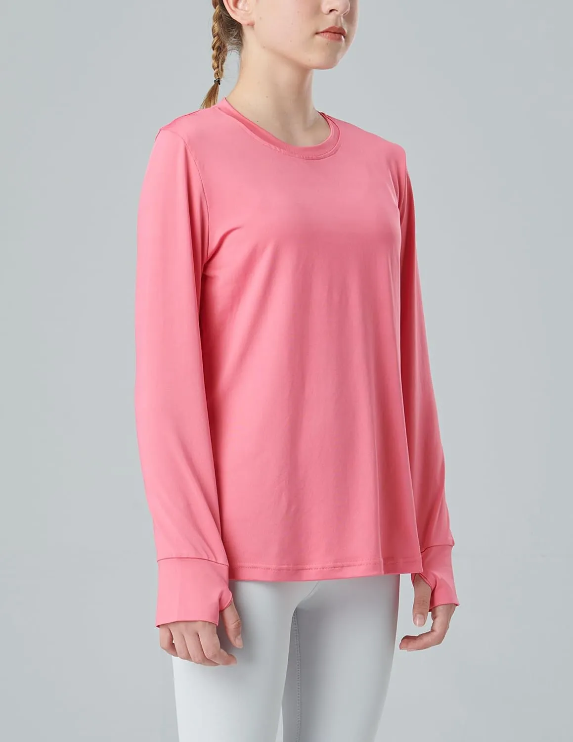 3 Pack Youth Girls Long Sleeve Shirts Active Dry Fit Athletic Performance Clothes Kids Teens Tees with Thumbholes