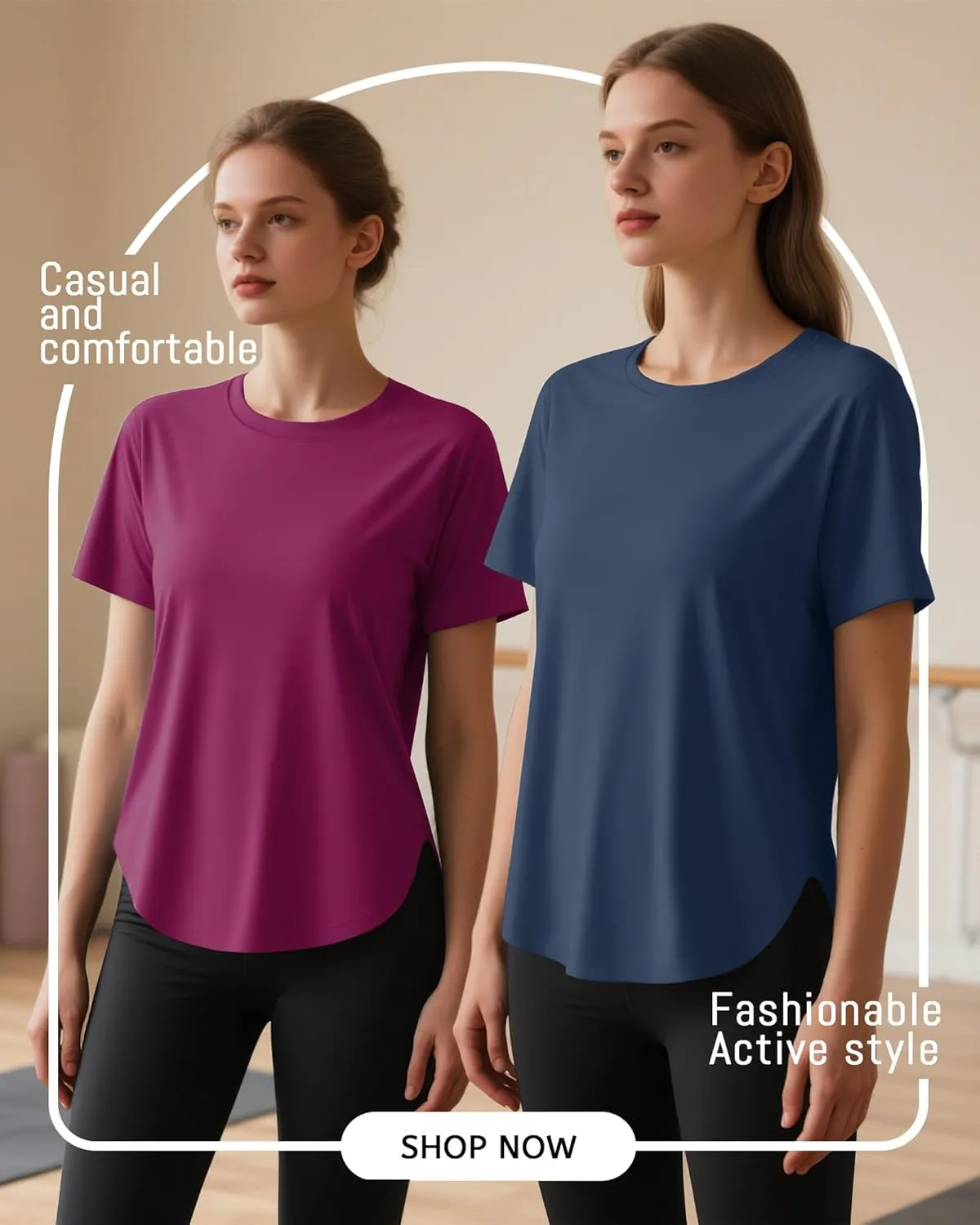 4 Pack Women's Workout T Shirts Short Sleeve Athletic Basic Tee Tops Quick Dry UPF 50  Sun Protection with Split Hem