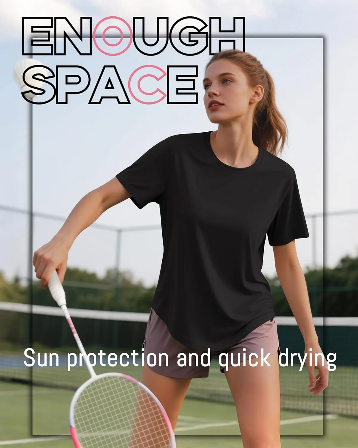 4 Pack Women's Workout T Shirts Short Sleeve Athletic Basic Tee Tops Quick Dry UPF 50  Sun Protection with Split Hem