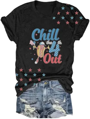 4th of July Shirts for Women 2025 Cute Hot Dog Graphic Short Sleeve Tee Casual American Flag Patriotic Plus Size Tops