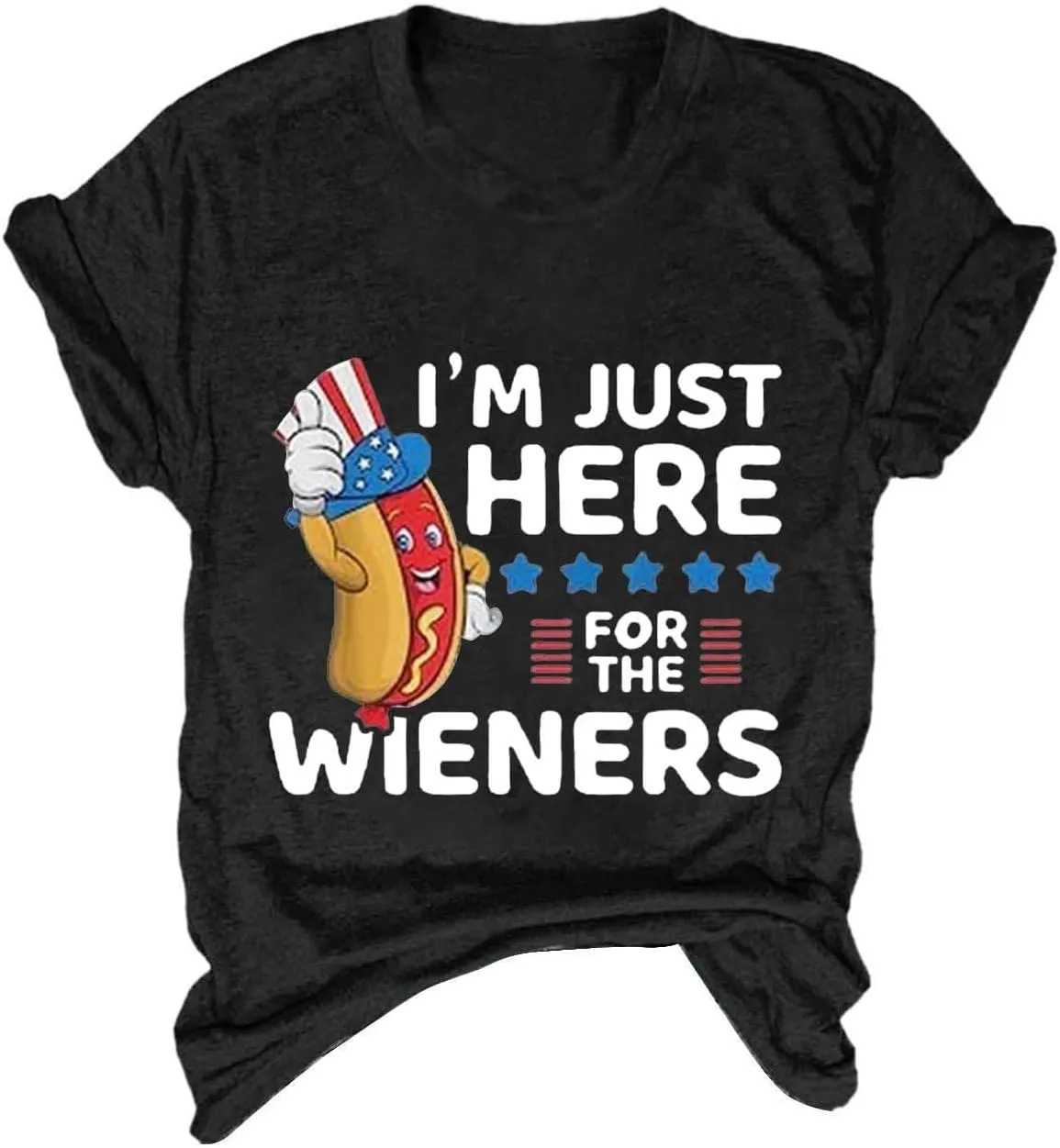 4th of July Shirts for Women 2025 Cute Hot Dog Graphic Short Sleeve Tee Casual American Flag Patriotic Plus Size Tops