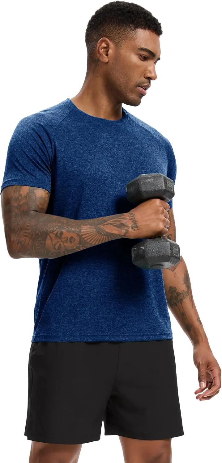 7/5/3 Workout Shirts for Men Pack Quick Dry Moisture Wicking Mens Gym Athletic Exercise Running Short Sleeve Tee Tops
