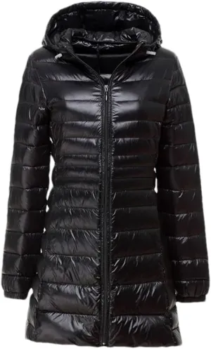 Adhdyuud Women Long Down Jacket Winter Plus Ultra Light Hooded Down Coat Casual Feather Jackets Parka