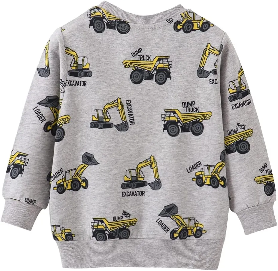 Akyzic Boy Dinosaur Sweatshirts Toddler Long Sleeve Cotton Space Pullover Cartoon T-Shirts Sport Top Tee For Kids 2-7T