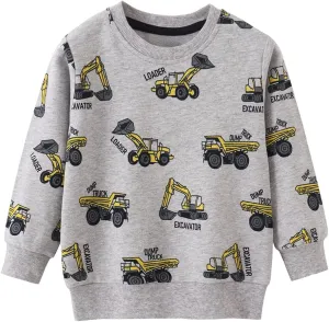 Akyzic Boy Dinosaur Sweatshirts Toddler Long Sleeve Cotton Space Pullover Cartoon T-Shirts Sport Top Tee For Kids 2-7T