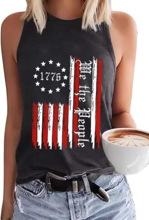 American Flag Patriotic Tank Tops for Women 4th of July Shirt USA Flag Stars Stripes Graphic Tank Tops Summer Tee