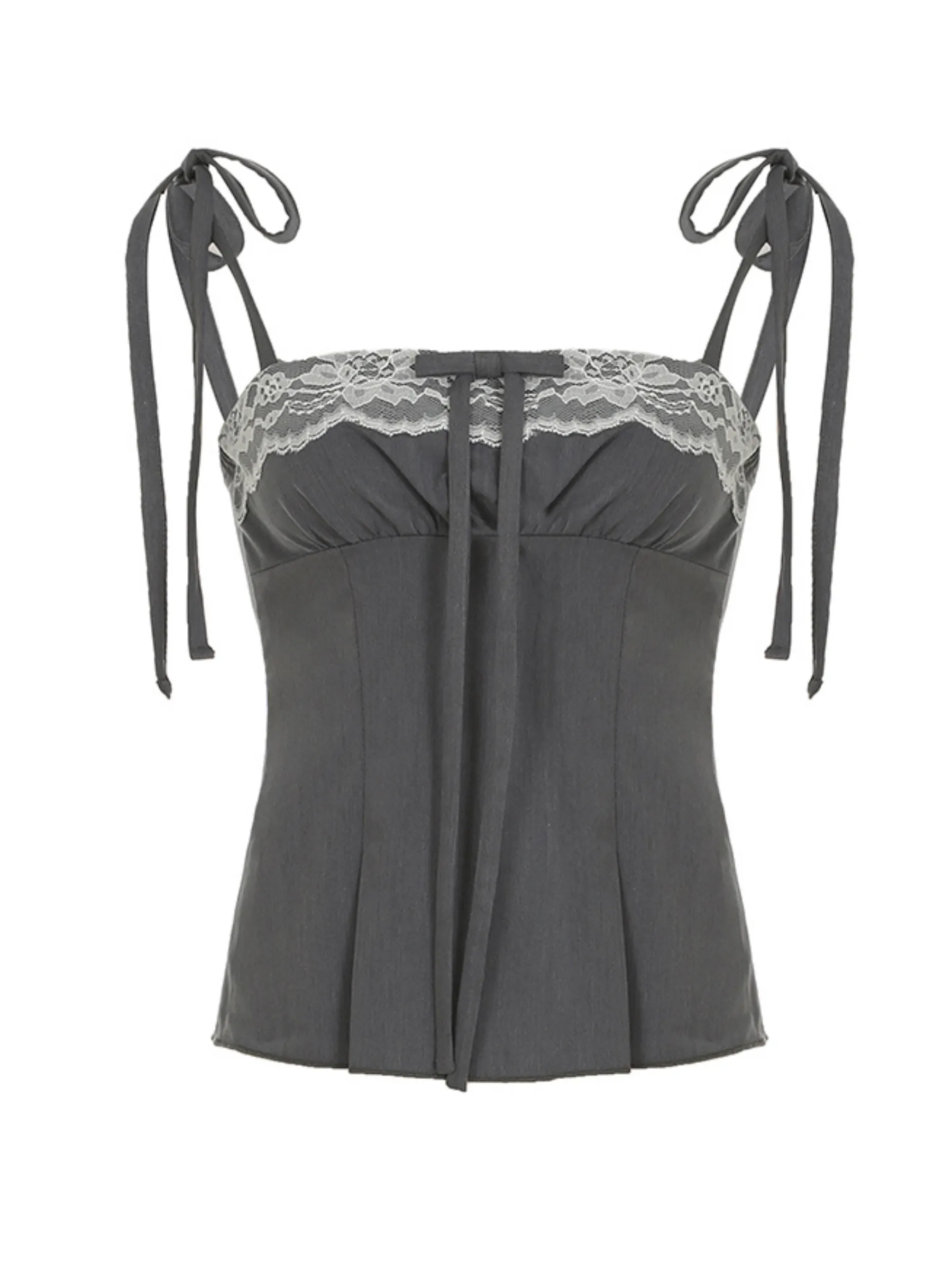 Analiz Bow Lace Patchwork Top