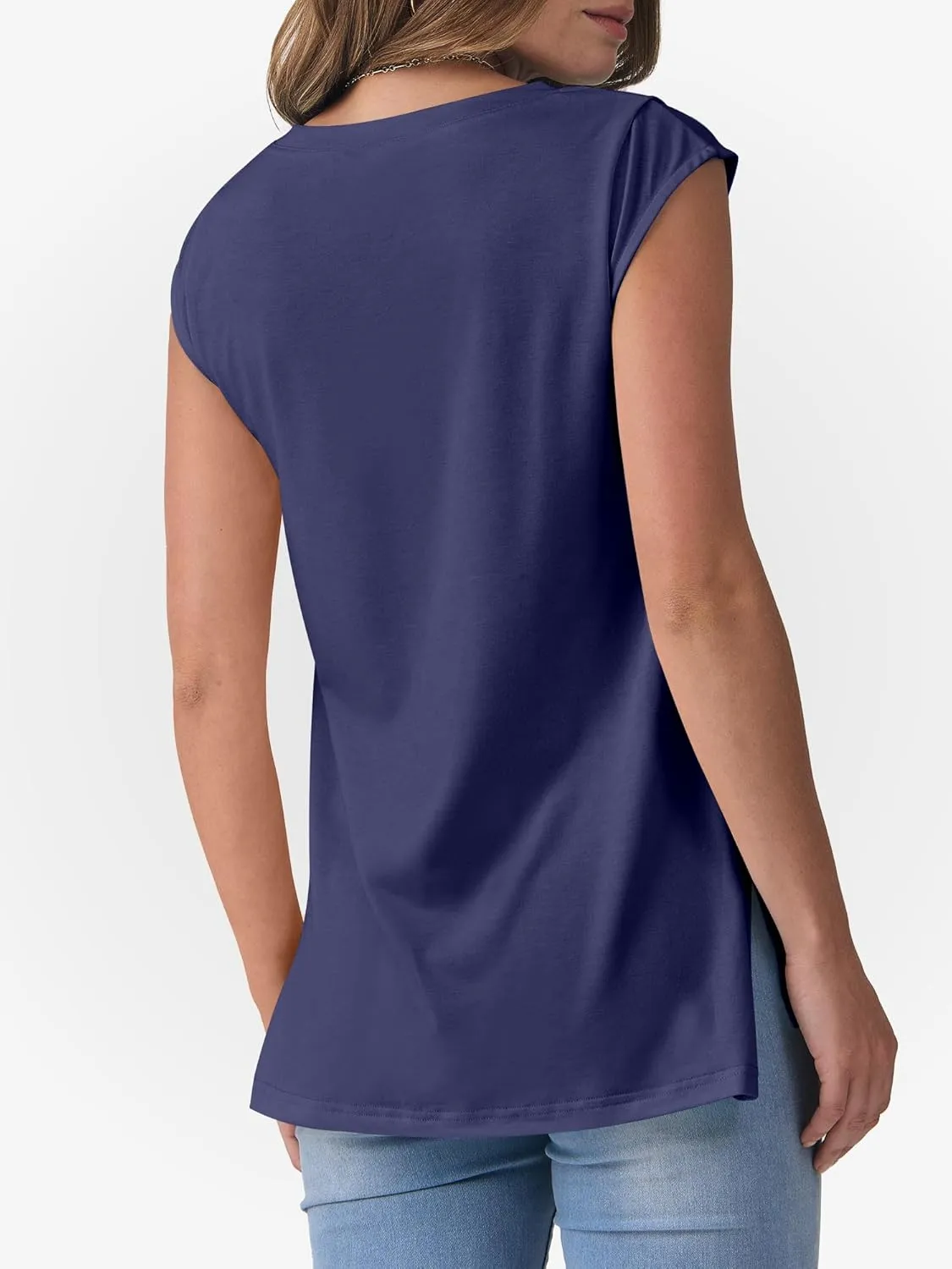 ANRABESS Womens Tank Top V Neck Cap Sleeve Summer Casual Loose Slit Side Sleeveless Tunic Tee Shirts 2025 Trendy Clothes