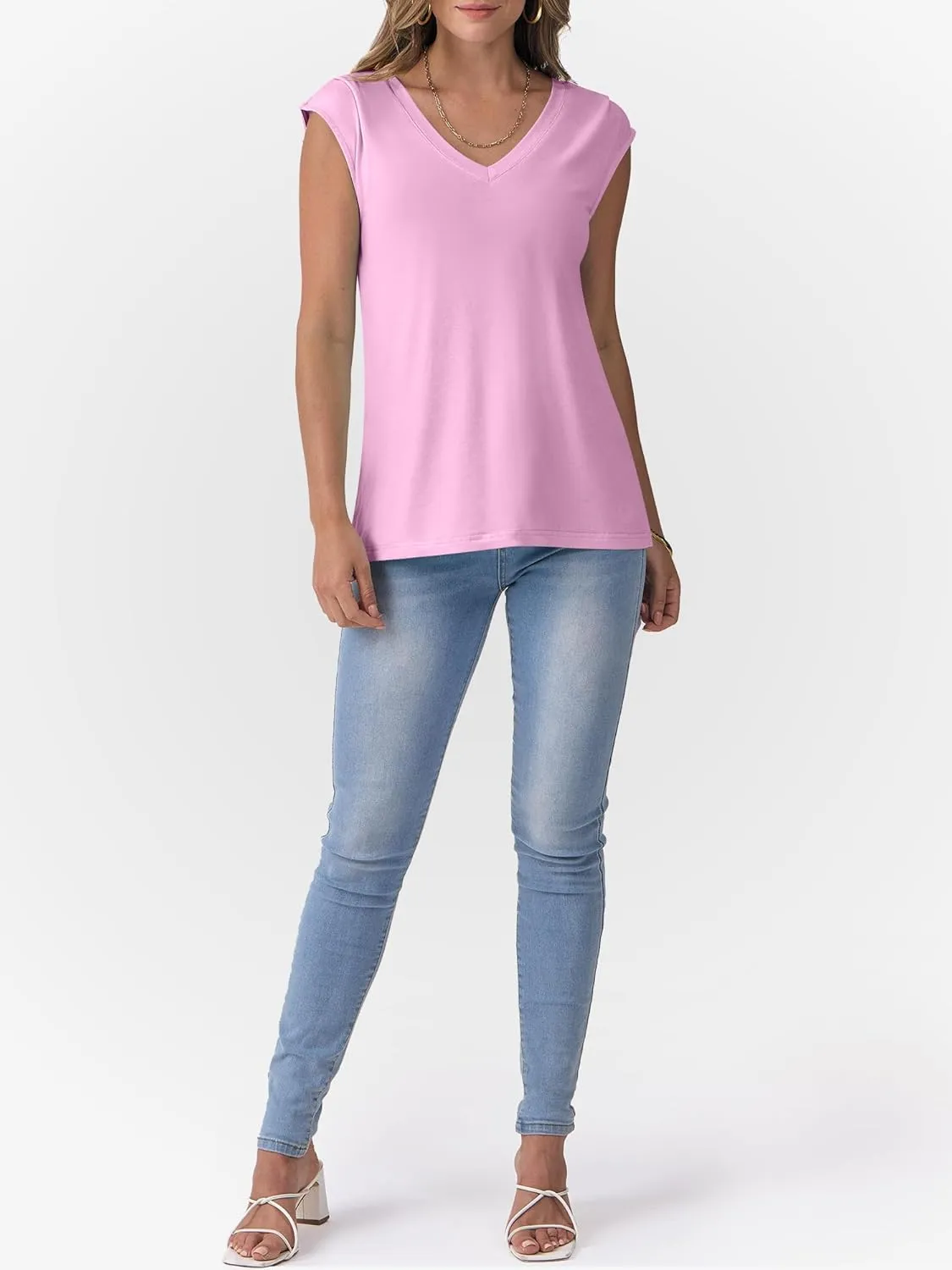 ANRABESS Womens Tank Top V Neck Cap Sleeve Summer Casual Loose Slit Side Sleeveless Tunic Tee Shirts 2025 Trendy Clothes