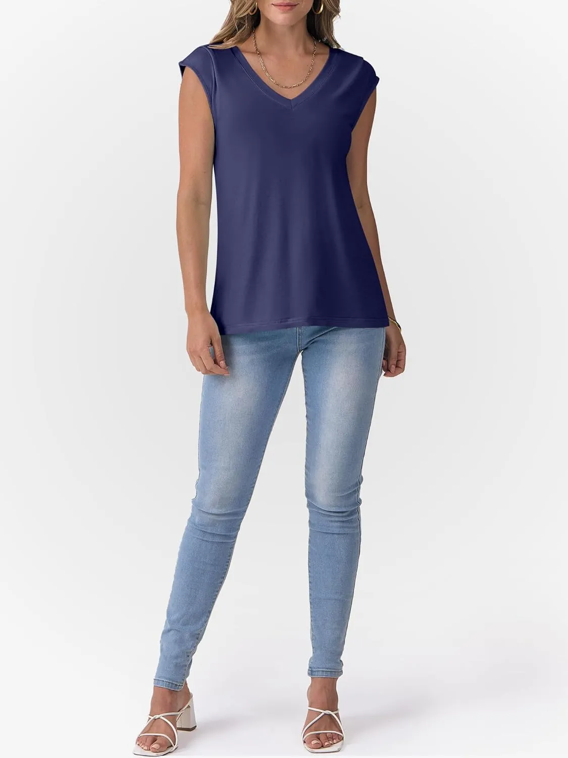 ANRABESS Womens Tank Top V Neck Cap Sleeve Summer Casual Loose Slit Side Sleeveless Tunic Tee Shirts 2025 Trendy Clothes