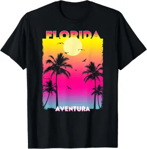 Aventura Florida Fl summer vintage Sunset T-Shirt