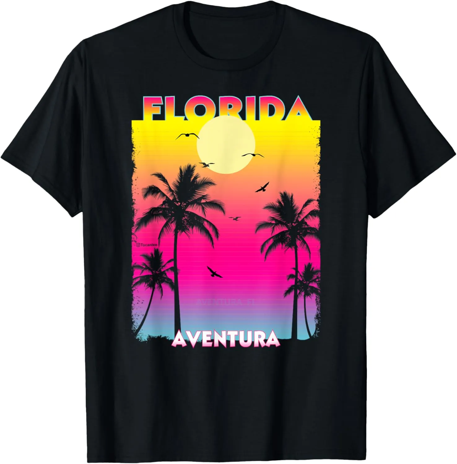 Aventura Florida Fl summer vintage Sunset T-Shirt