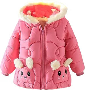 Baby Toddler Winter Fleece Coat Boys Girls Cute Hooded Jackets with Pockets Baby Cotton Padded Outerwear Jacket