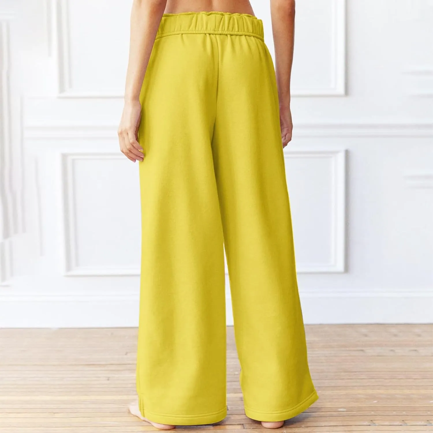 Baggy Wide Leg Sweatpants Women Fleece Interior Drawstring Cute Y2k Sweat Pants Athletic Works Joggers with Pockets