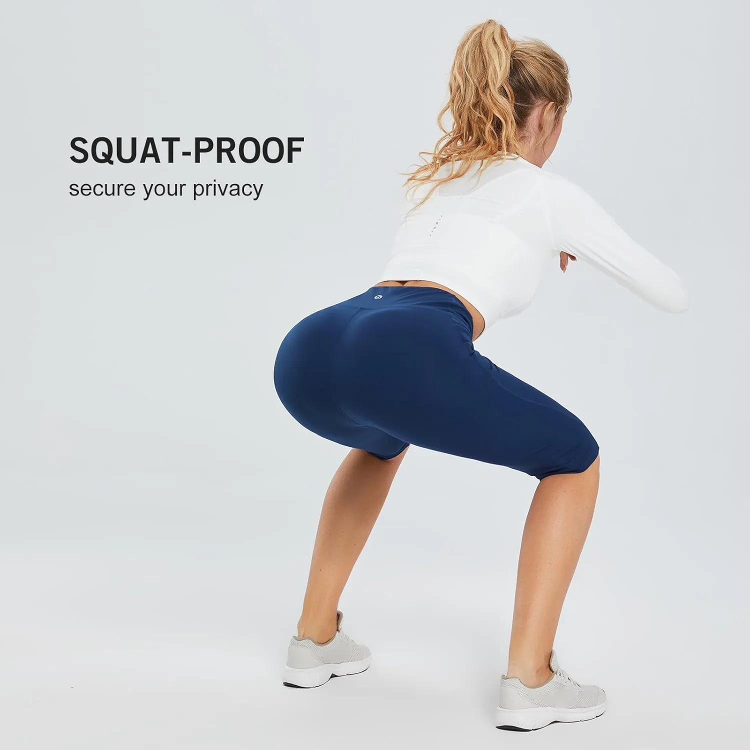 baleaf Women's Capri Leggings with Pockets High Waisted Knee Length Capris Stretch for Casual Yoga Pants Workout Exercise