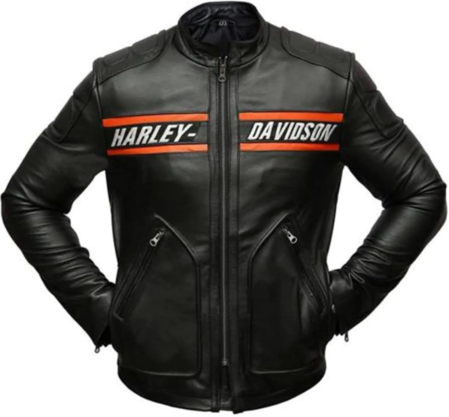 Biker Leather Jacket  HD Bill Goldberg Black Motorcycle Jacket Men  Cafe Racer Leather Jacket Men