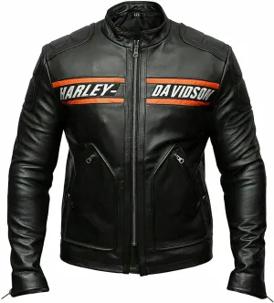 Biker Leather Jacket  HD Bill Goldberg Black Motorcycle Jacket Men  Cafe Racer Leather Jacket Men