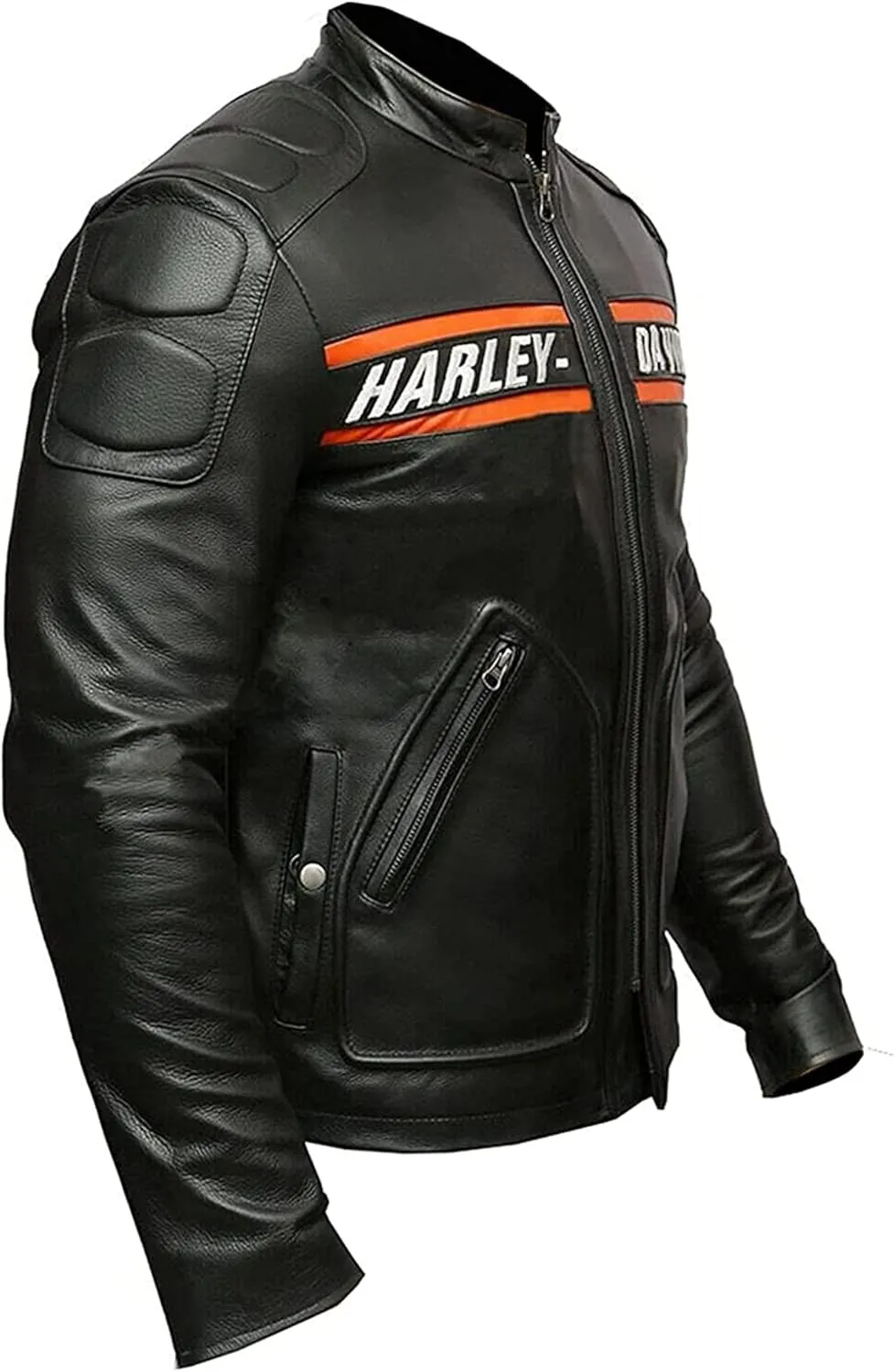 Biker Leather Jacket  HD Bill Goldberg Black Motorcycle Jacket Men  Cafe Racer Leather Jacket Men