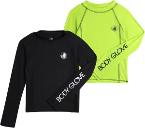 Body Glove Boys Swim Shirt - 2 Pack UPF 50  Sun Protection Quicky Dry Long Sleeve Rash Guard for Boys Kids Swimwear (2T-14)