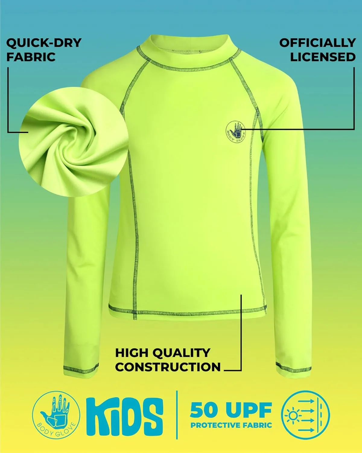 Body Glove Boys Swim Shirt - 2 Pack UPF 50  Sun Protection Quicky Dry Long Sleeve Rash Guard for Boys Kids Swimwear (2T-14)
