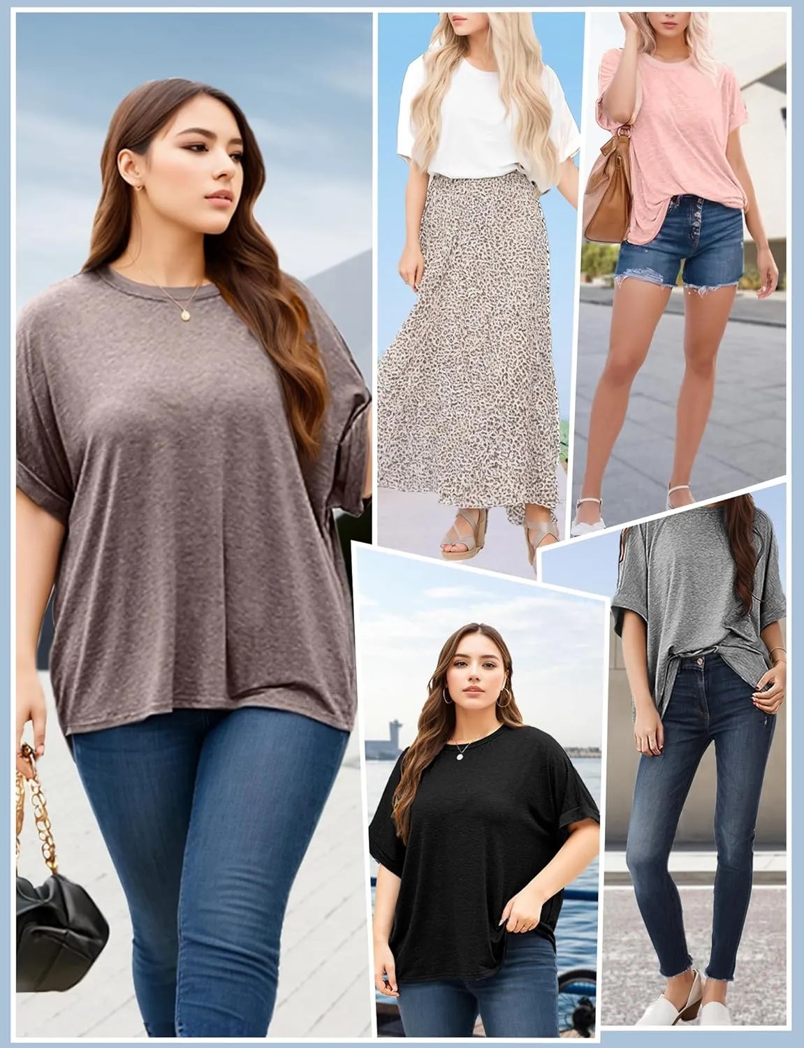 Buauty Womens Oversized Short Sleeve Tshirt, Plus Size Tops Loose Basic Crew Neck Tee, Summer Business Casual Top 2025 Trendy
