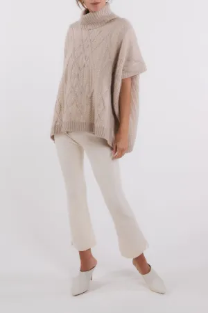 CABLE TURTLENECK PONCHO