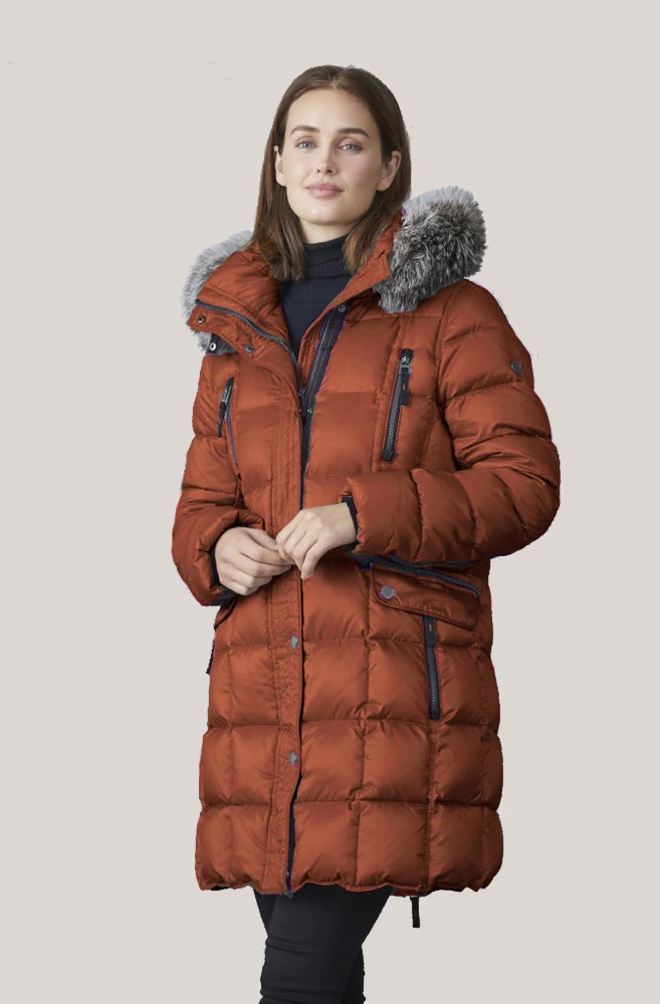 CARYS Down Coat with Detachable Natural Fur Hood 2860