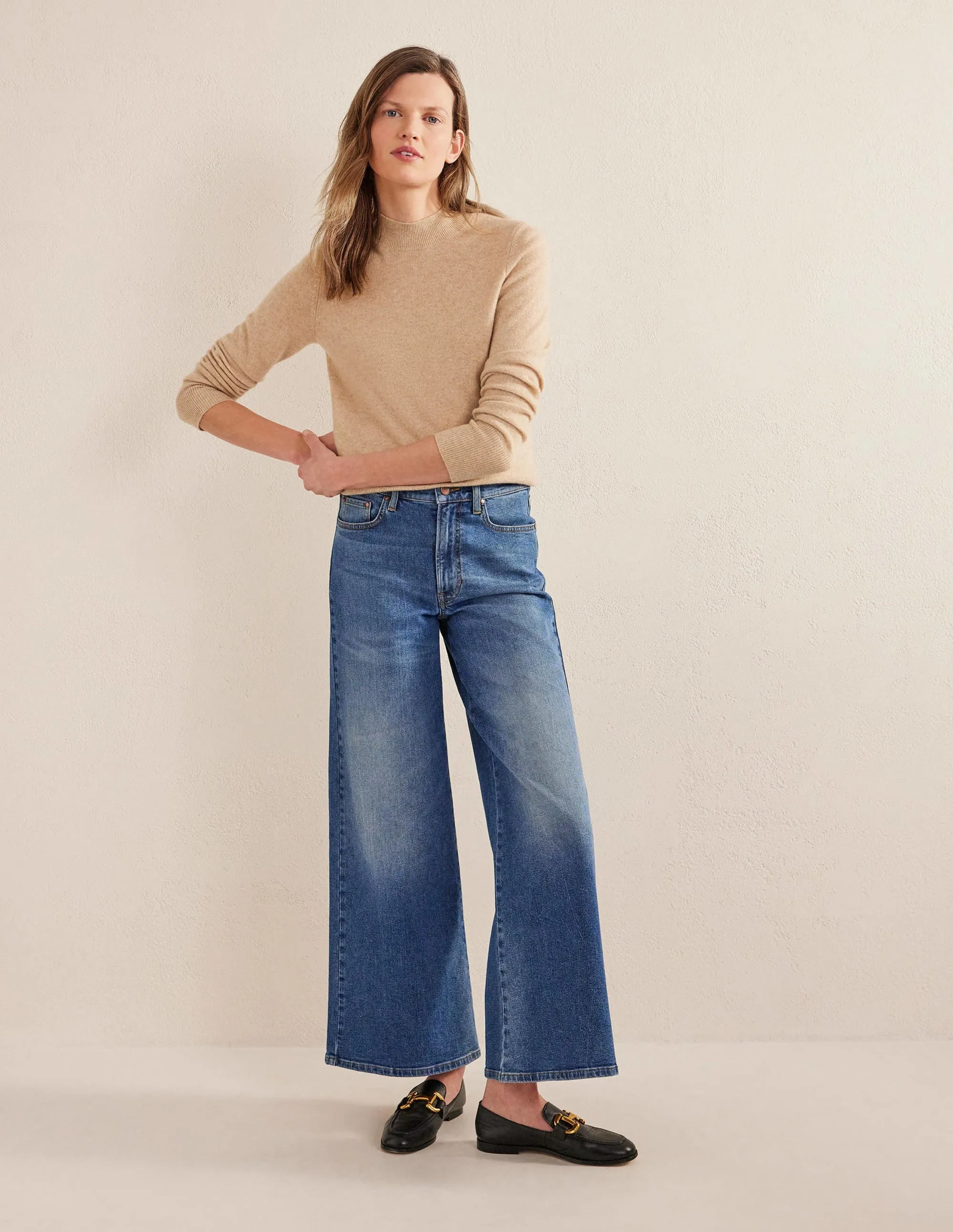 Cashmere Stand Neck Jumper-Chinchilla Melange