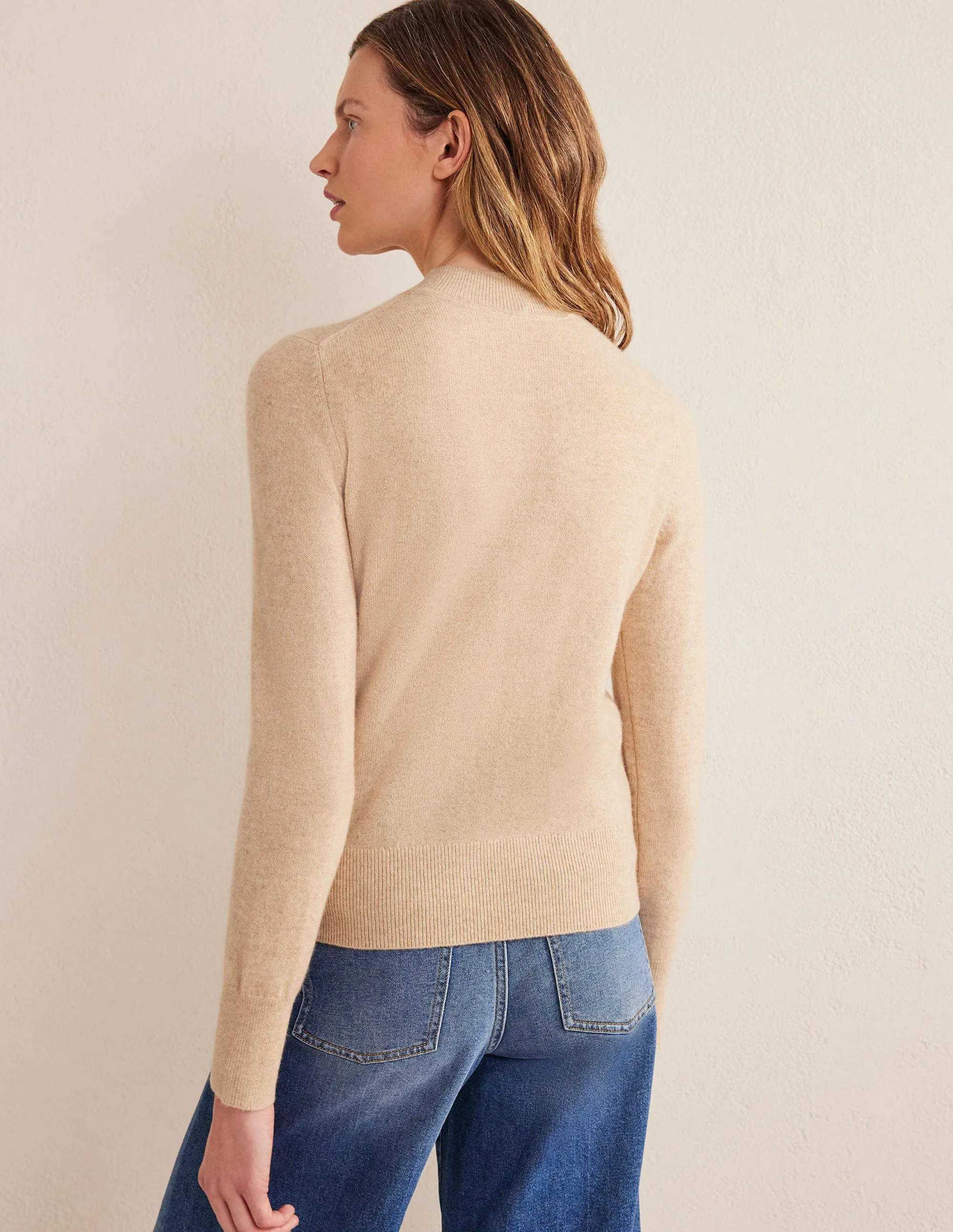Cashmere Stand Neck Jumper-Chinchilla Melange