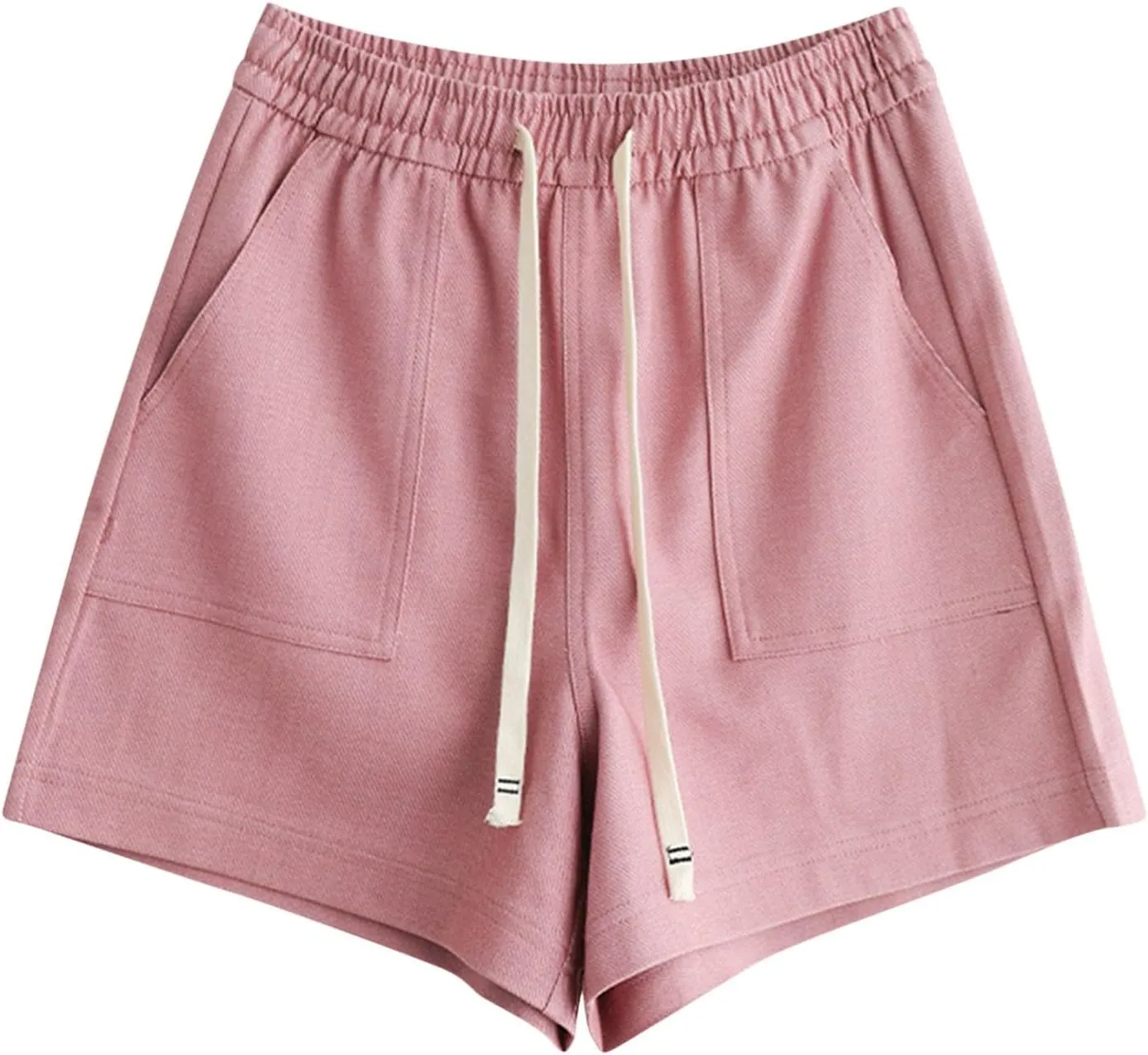Casual Linen Shorts for Women High Elastic Waisted Shorts Summer Pull On Drawstring Short Beach Loose Fit Shorts