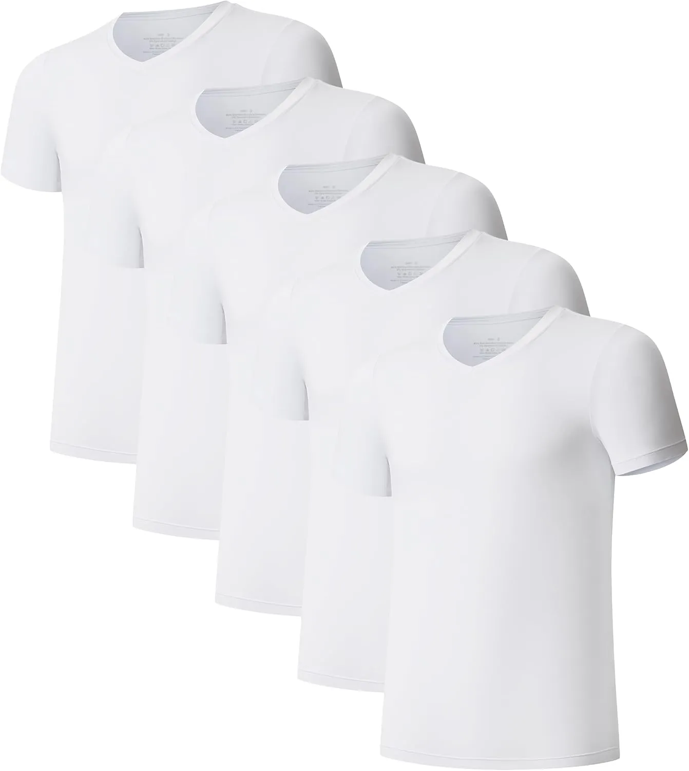 CF Men's Undershirts Bamboo Rayon Shirts for Men Moisture Wicking T-Shirt Classic V Neck Cooling Tee Shirts 3/5 Pack