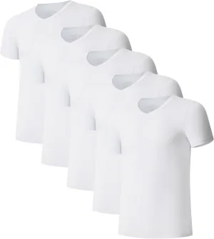 CF Men's Undershirts Bamboo Rayon Shirts for Men Moisture Wicking T-Shirt Classic V Neck Cooling Tee Shirts 3/5 Pack
