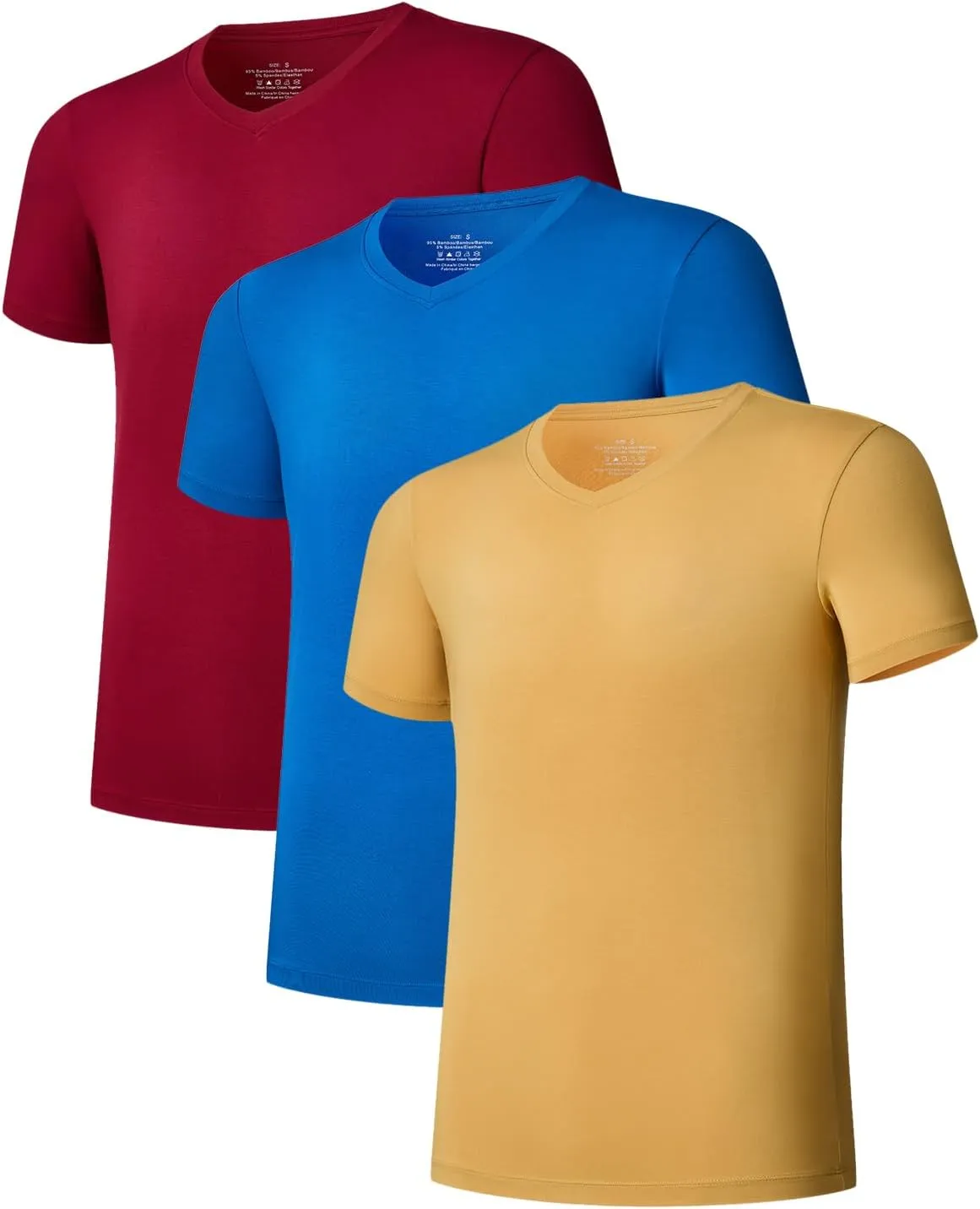 CF Men's Undershirts Bamboo Rayon Shirts for Men Moisture Wicking T-Shirt Classic V Neck Cooling Tee Shirts 3/5 Pack
