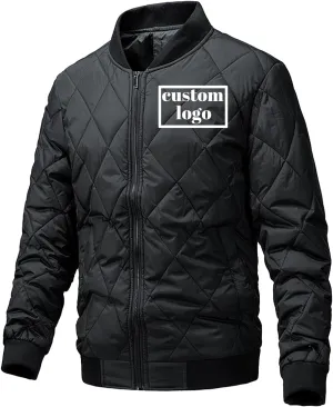 Custom Puffer Jacket Men Lightweight Down Jackets Customize Logo Text Personalized Baseball Coat