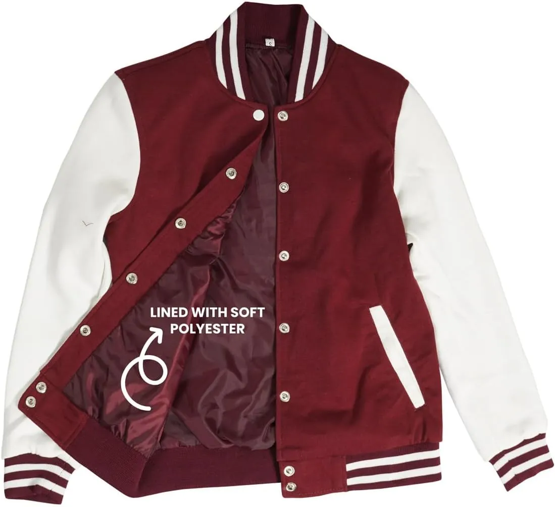 Decrum Varsity Jacket Men - High School Letterman Bomber Style Fleece Baseball Jackets For Men