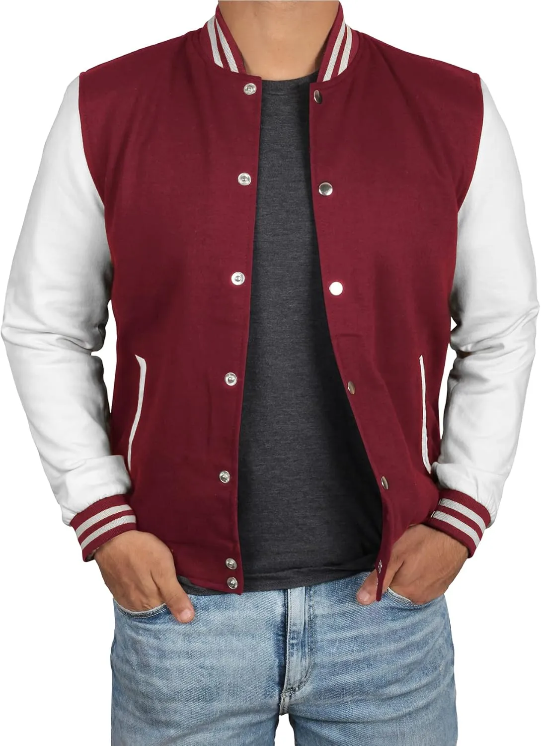Decrum Varsity Jacket Men - High School Letterman Bomber Style Fleece Baseball Jackets For Men