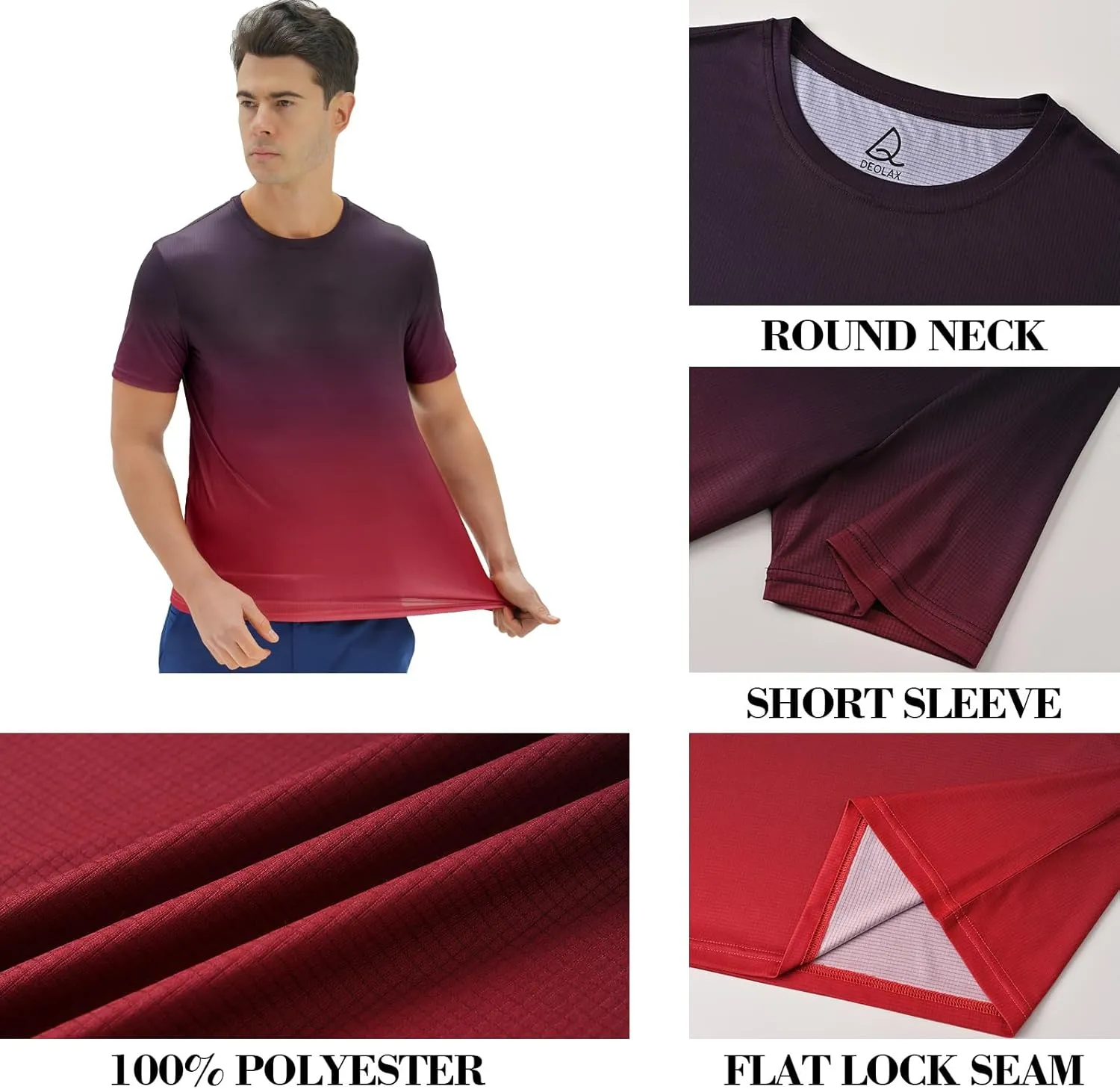 DEOLAX Mens T-Shirts Crew Neck Workout Short Sleeve Shirts Lightweight Soft Classic Casual Fit Muscle Tops Tee Shirt for Men