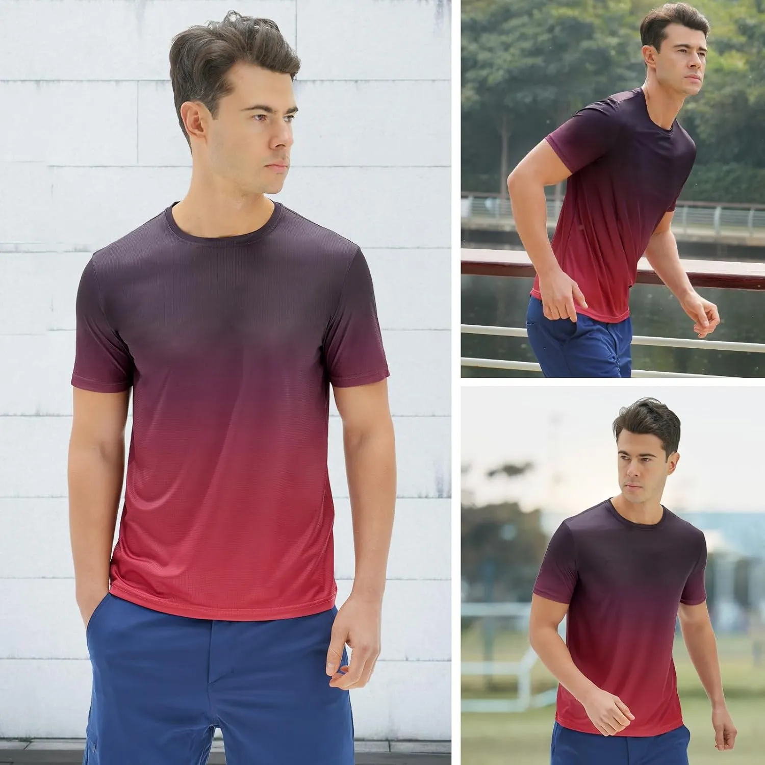 DEOLAX Mens T-Shirts Crew Neck Workout Short Sleeve Shirts Lightweight Soft Classic Casual Fit Muscle Tops Tee Shirt for Men