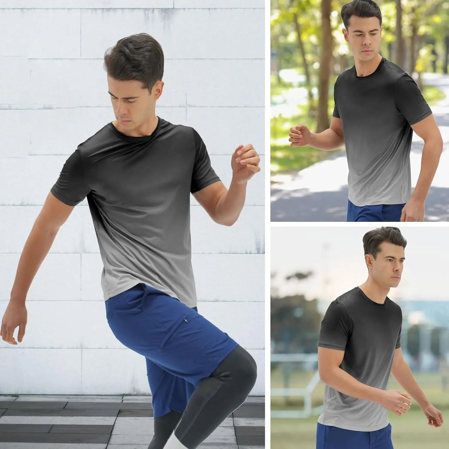 DEOLAX Mens T-Shirts Crew Neck Workout Short Sleeve Shirts Lightweight Soft Classic Casual Fit Muscle Tops Tee Shirt for Men