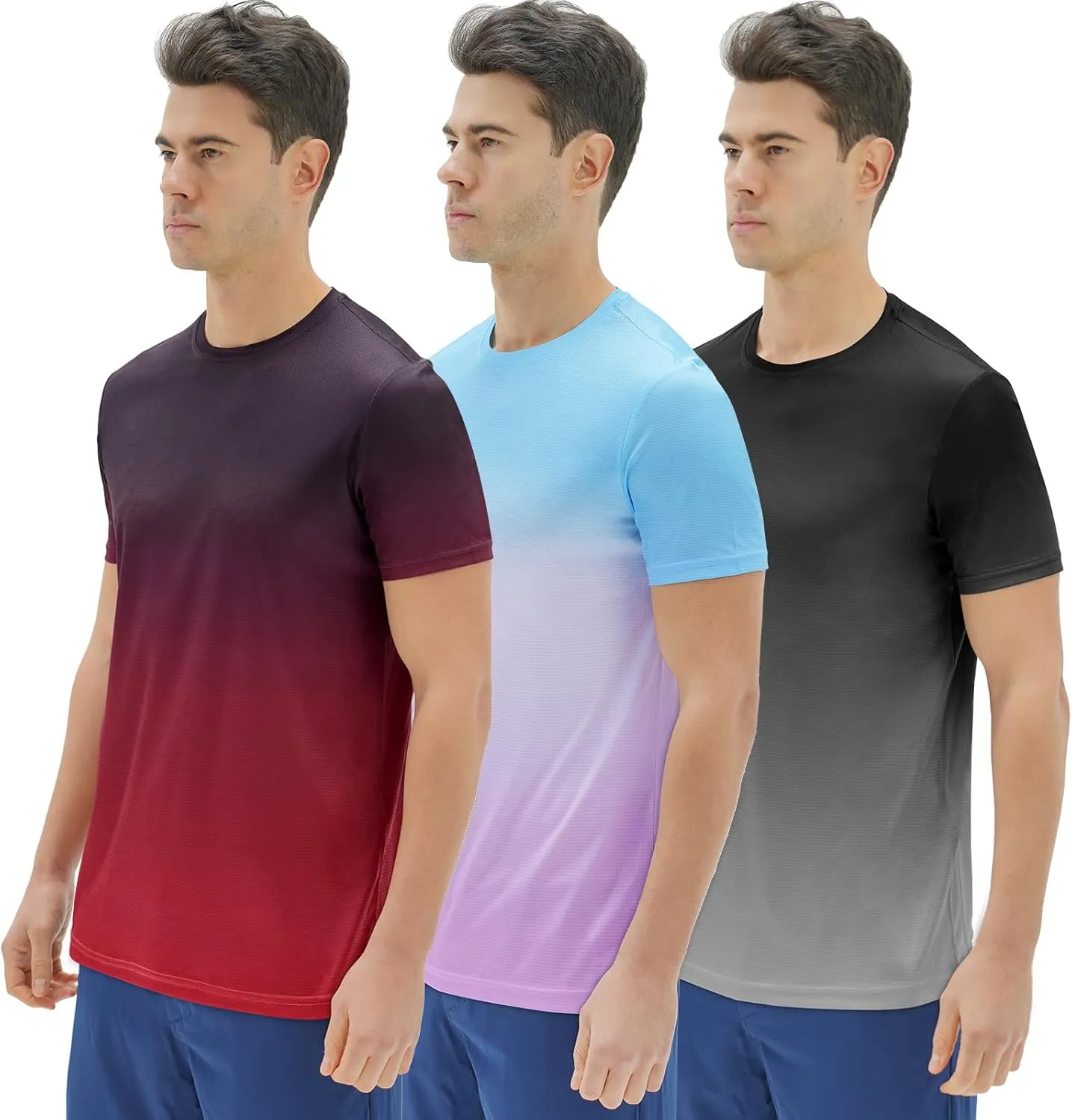 DEOLAX Mens T-Shirts Crew Neck Workout Short Sleeve Shirts Lightweight Soft Classic Casual Fit Muscle Tops Tee Shirt for Men