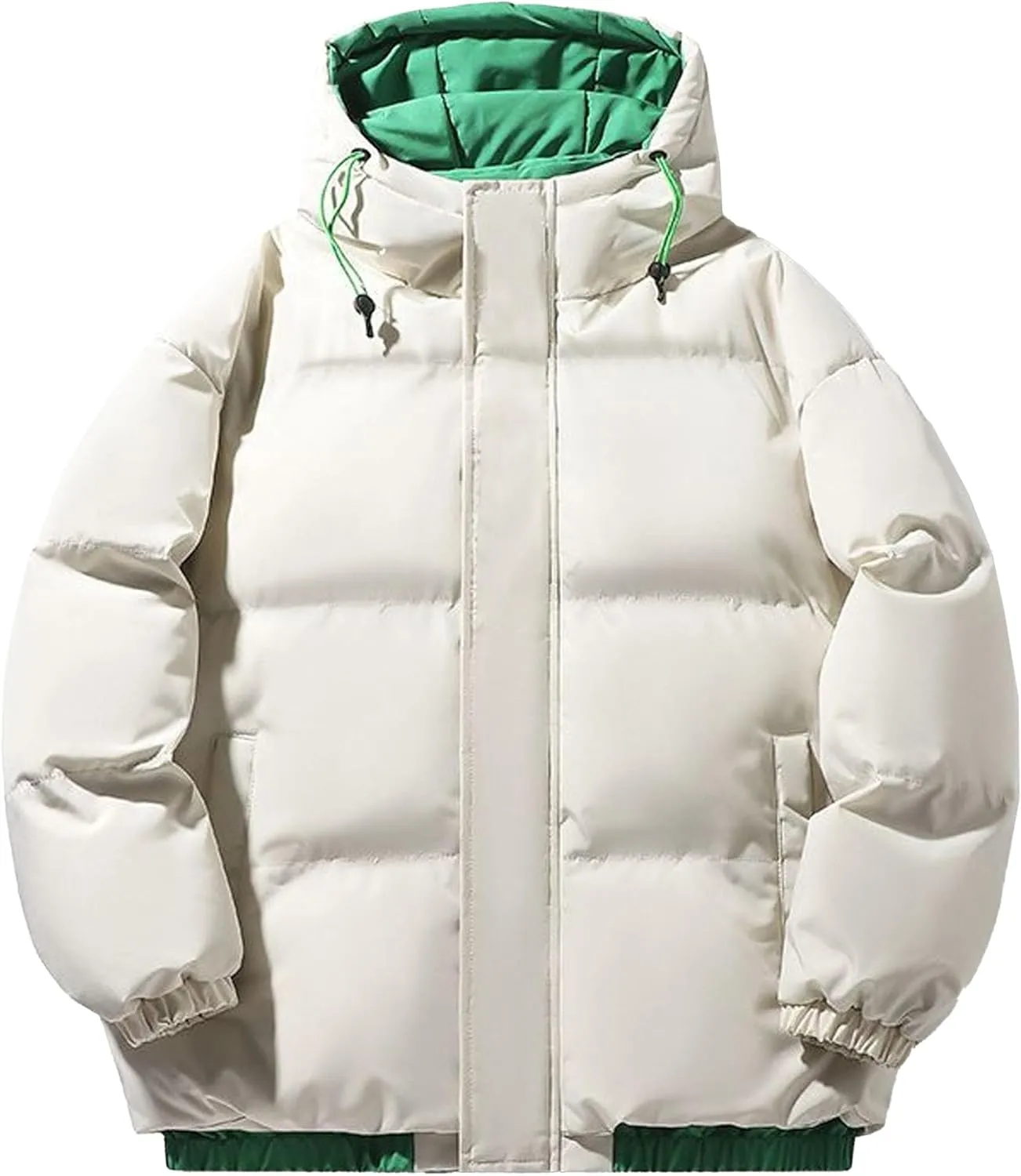 DGHM-JLMY Men Hooded Winter Coat Warm Bread Clothing Windproof Thicken Cotton-Padded Jacket Trend sports Outwear