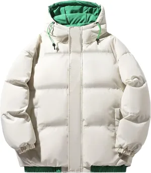 DGHM-JLMY Men Hooded Winter Coat Warm Bread Clothing Windproof Thicken Cotton-Padded Jacket Trend sports Outwear