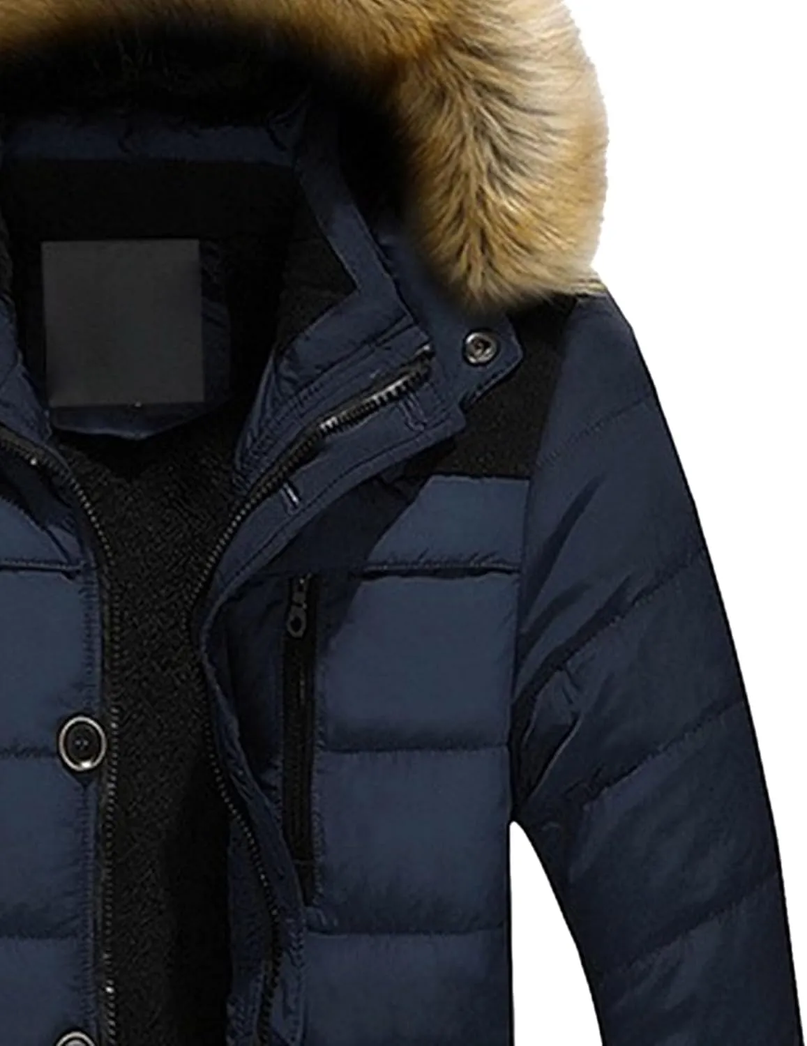 DGHM-JLMY Men's Cotton-Padded Jacket Coat Fur Collar Detachable Hooded Outerwear Casual Sherpa Fleece Lined Puffer Jackets