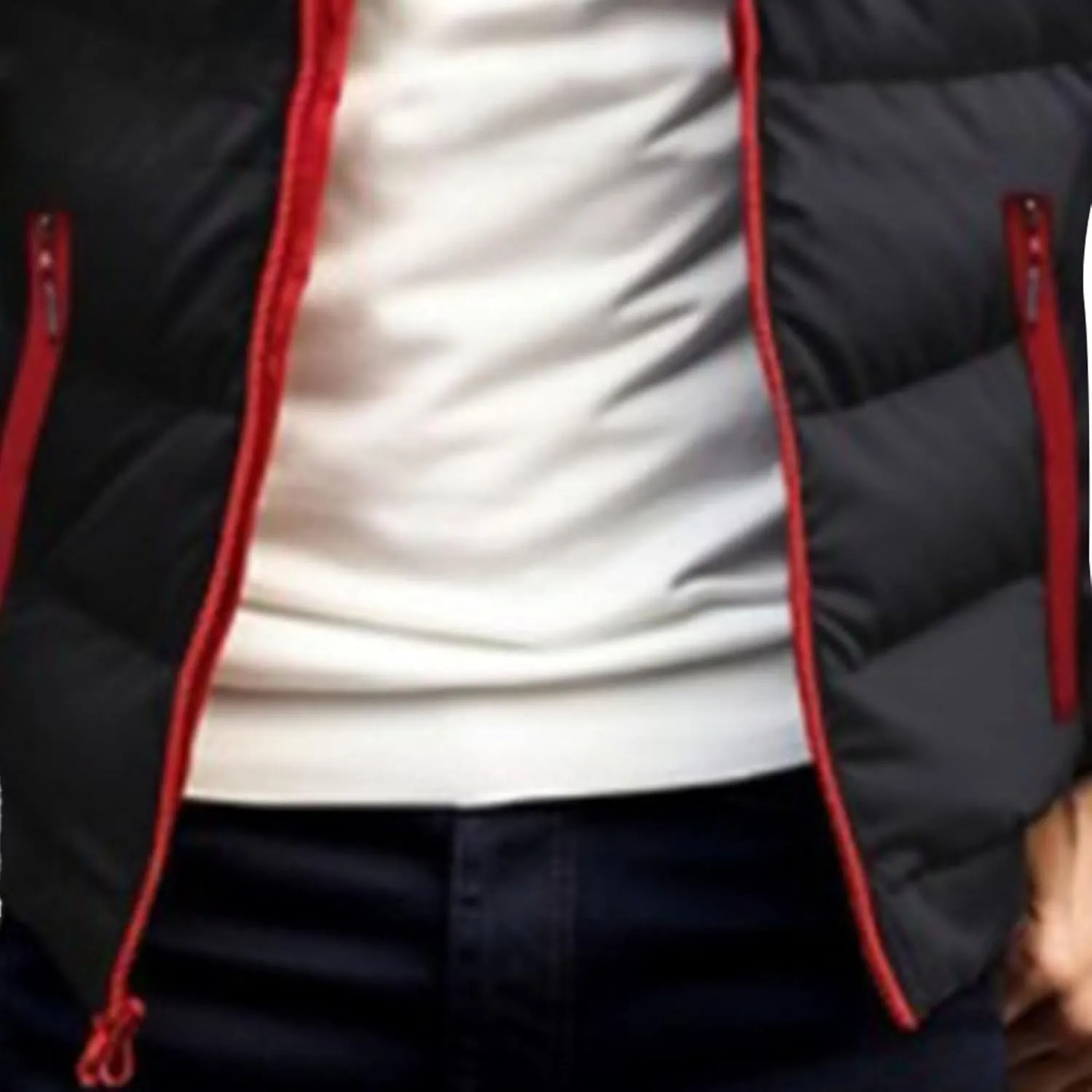 DGHM-JLMY Men's Solid Color Cotton-Padded Jacket Fashion Simple Color Block Zip Quilted Coat Stand Collar Slim Fit Outwear