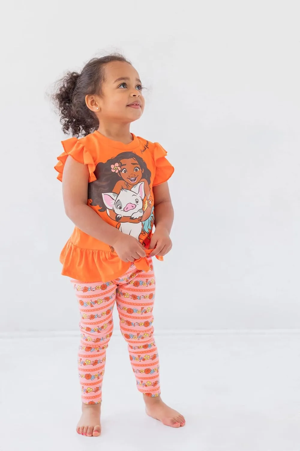 Disney Moana Graphic T-Shirt and Leggings Outfit Set - Coral