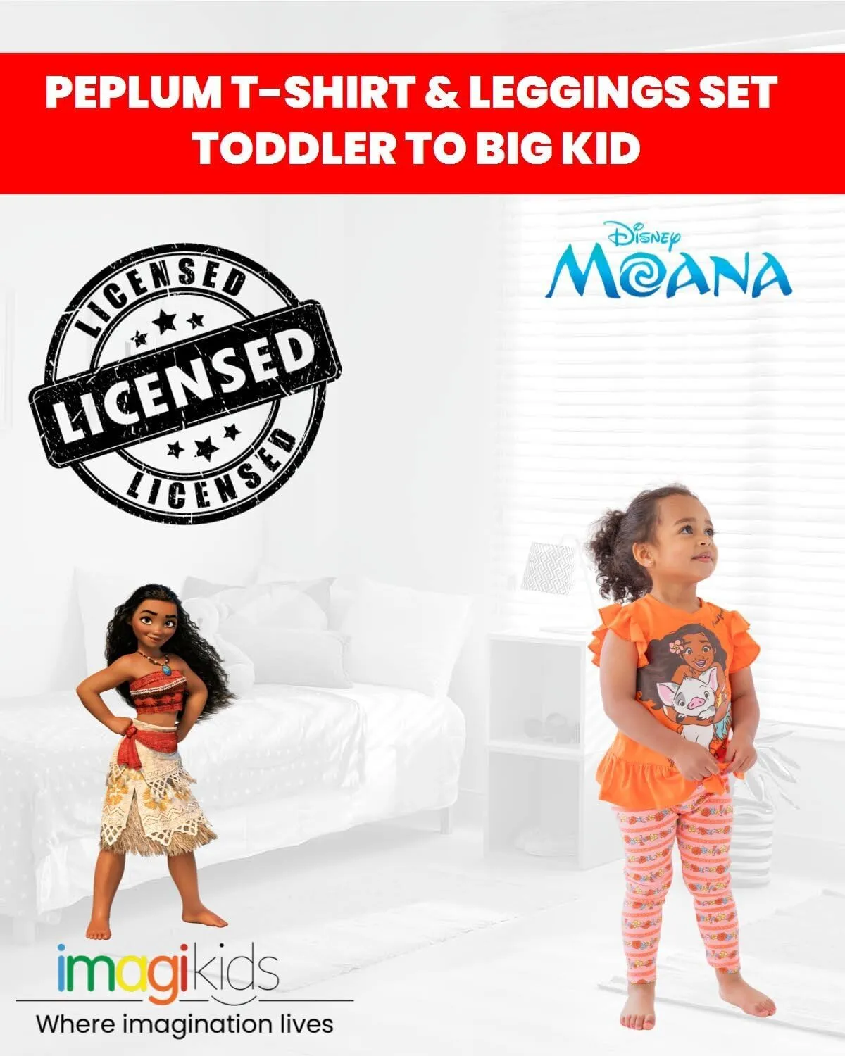 Disney Moana Graphic T-Shirt and Leggings Outfit Set - Coral