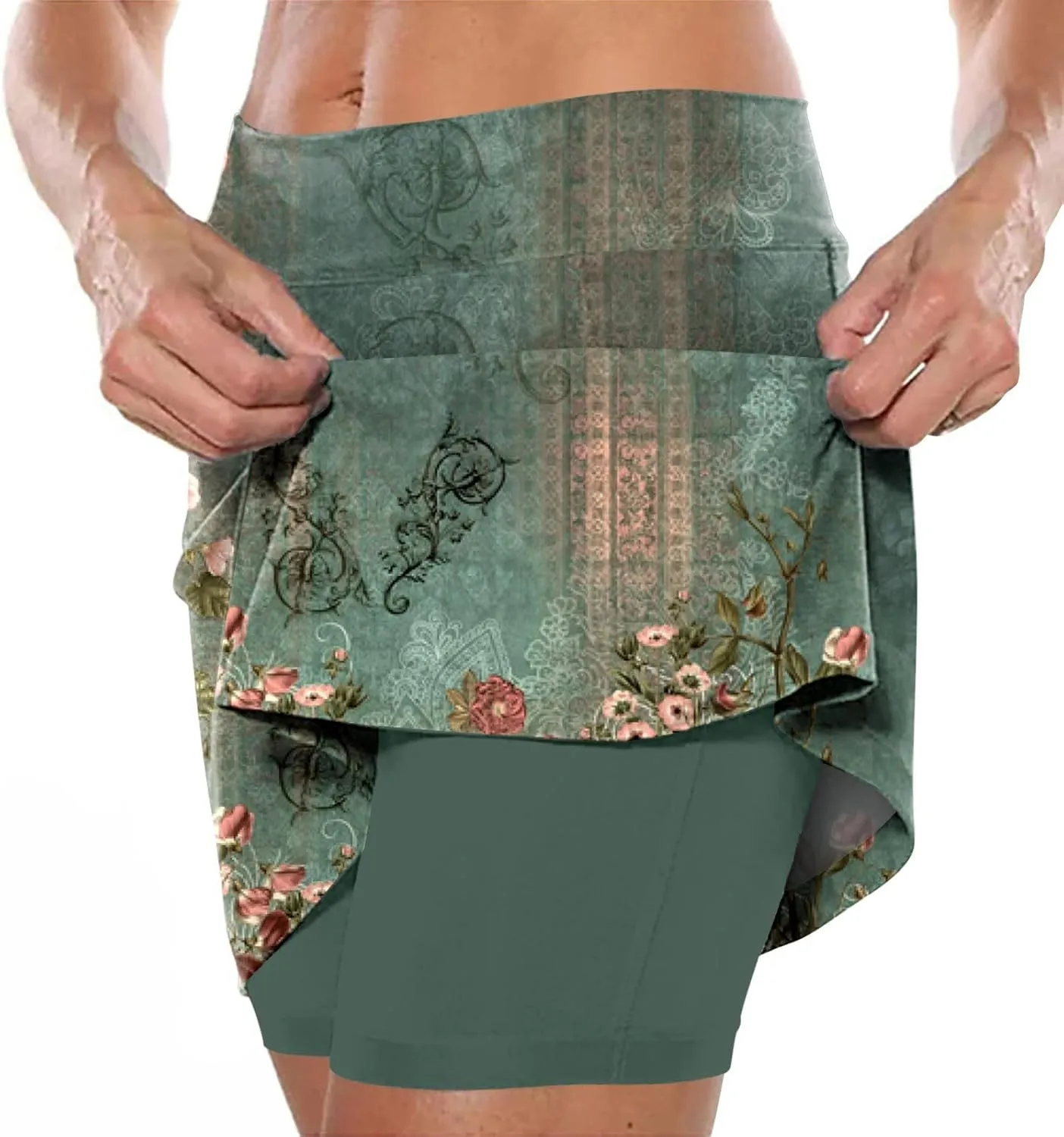 Elastic Yoga Culottes for Women Solid Color Athletic Shorts Lightweight High Waist Skinny Floral Print Joggers 2024