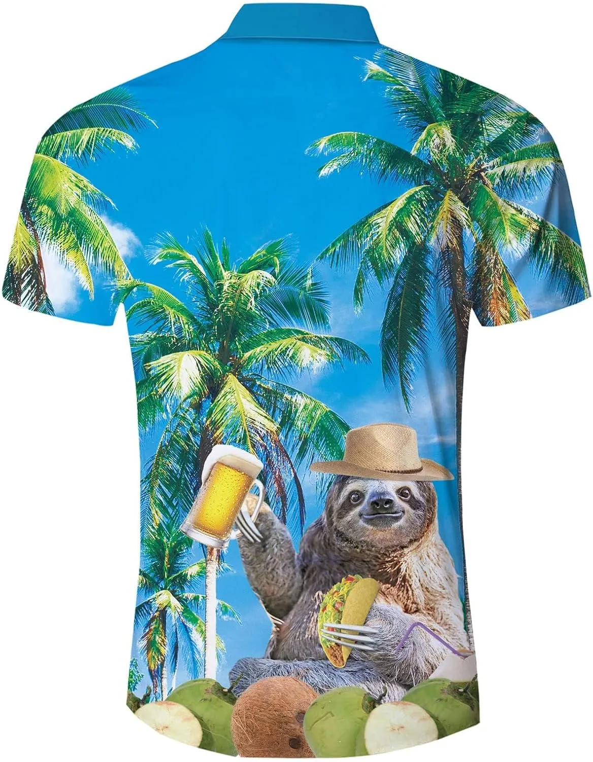 Fanient Mens Hawaiian Shirt Summer 3D Print Casual Short Sleeve Button Down Graphic Aloha Dress Shirts